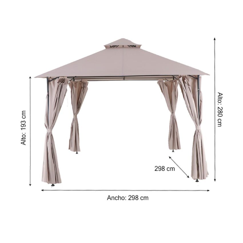 Pergola con cortinas Oxis 300x300 Taupe - Imagen 3