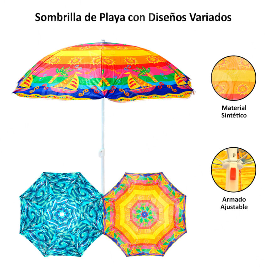 Sombrilla de Playa 1.8 mt Diseños Variados - Imagen 2