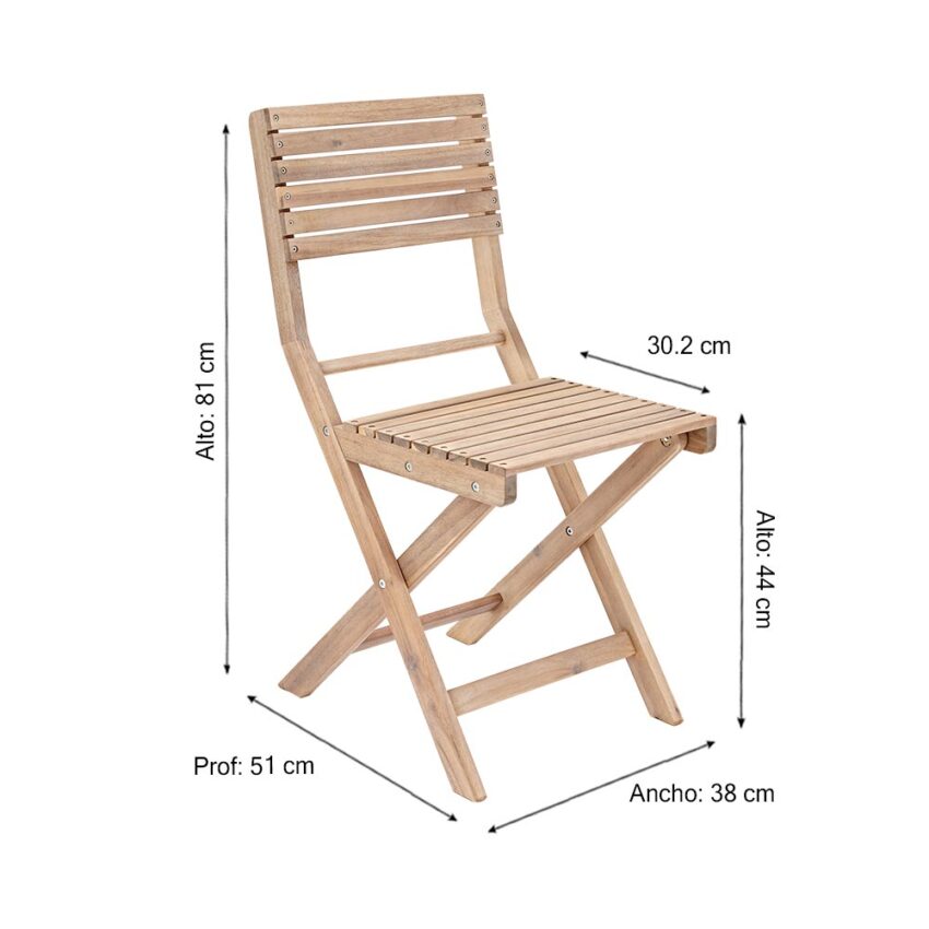 Set 2 sillas de terraza Solis Madera Acacia - Imagen 3