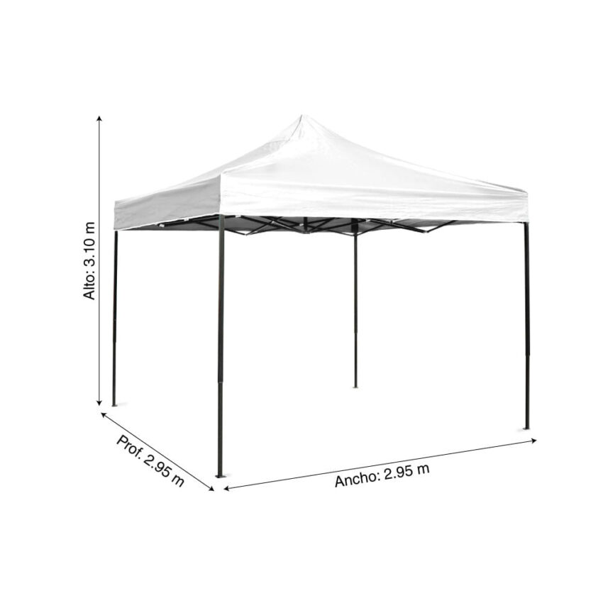 Toldo desplegable 3x3m Blanco para lluvia - Imagen 2