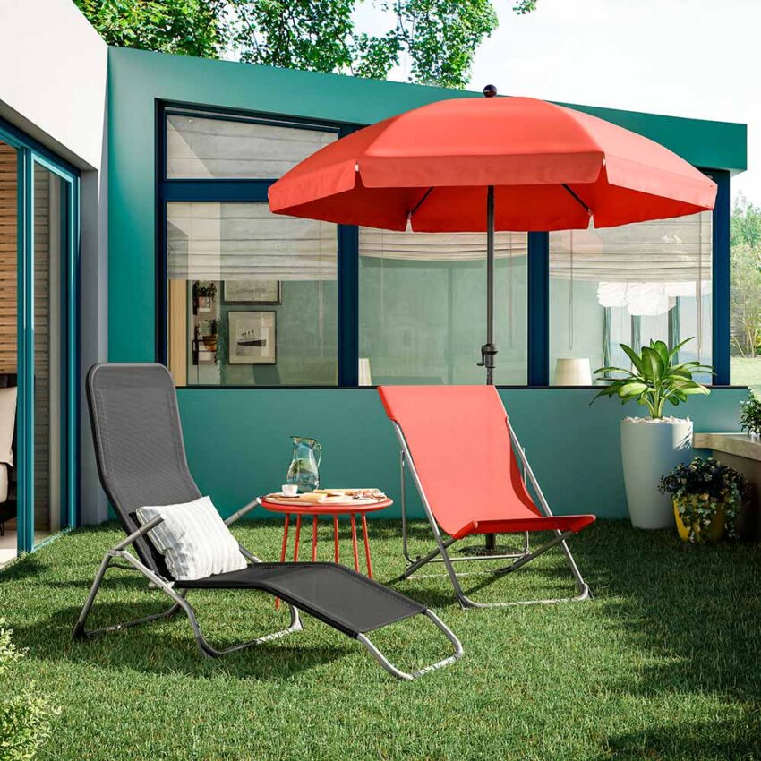 Silla de exterior Relax 3 posiciones rojo - Imagen 4