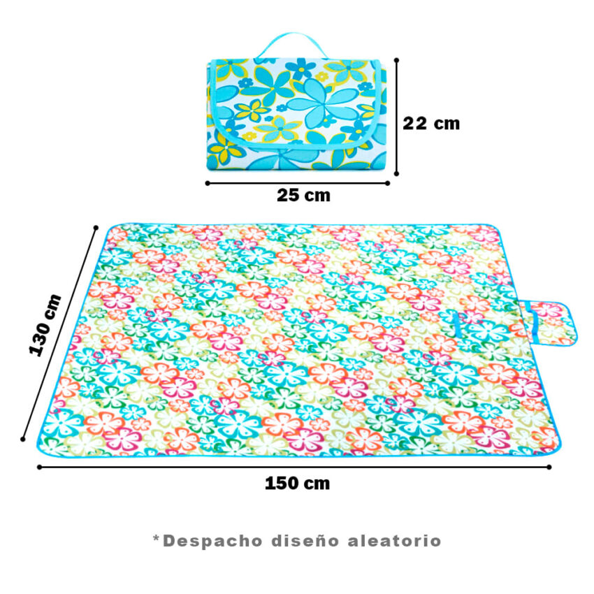 Hamaca Colgante Rayas Azul Y Alfombra Manta P/ Picnic 130x150cm Flores P91 - Imagen 4