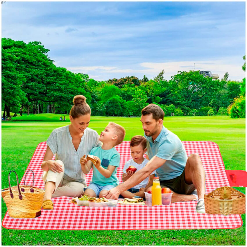 Hamaca Colgante Rayas Azul Y Alfombra Manta P/ Picnic 130x150cm Cuadrado P91 - Imagen 6