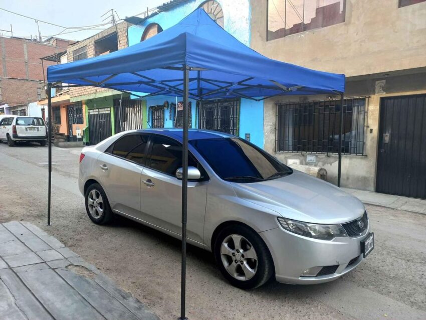 Toldo desplegable 3x3m Azul para lluvia - Imagen 7