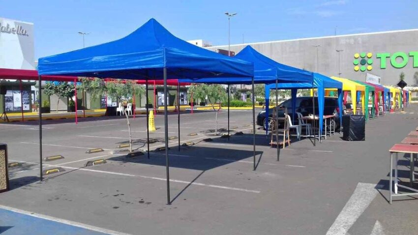 Toldo desplegable 3x3m Azul para lluvia - Imagen 3