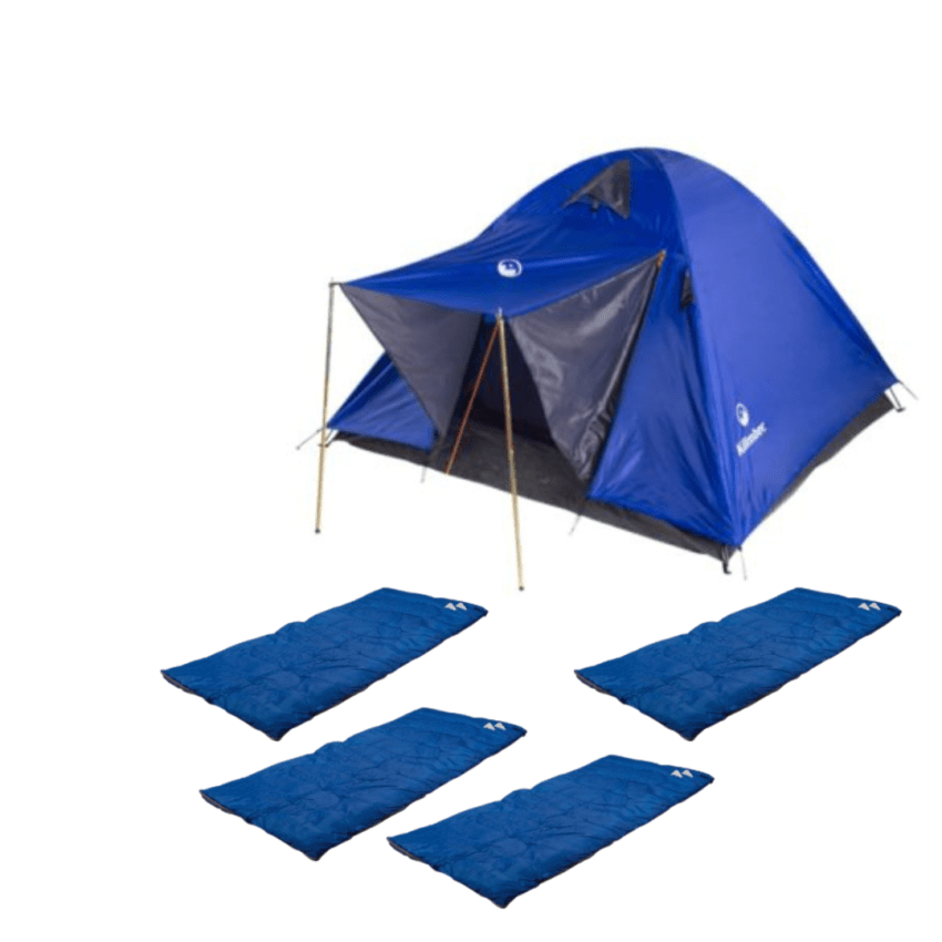 Carpa Iglú Domepack 4 Personas Klimber Azul + 4 Bolsas de dormir Recto Azul 180x75cm Temperatura 20 °C - Imagen 3