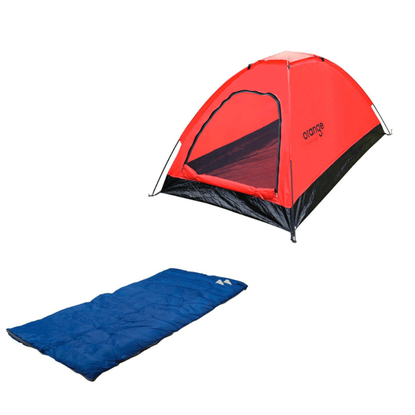 Carpa para 2 personas Ligera Dome Pack Orange  + Bolsa de dormir Recto Azul 180x75cm Temperatura 20 °C - Imagen 2