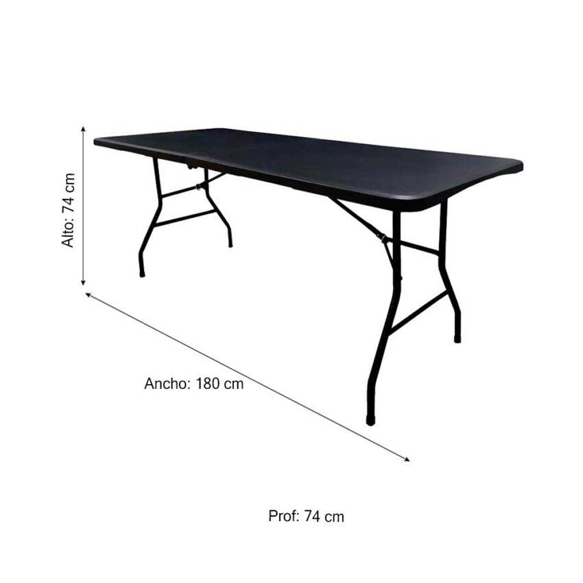 Mesa catering plegable 180cm | Negra - Imagen 4