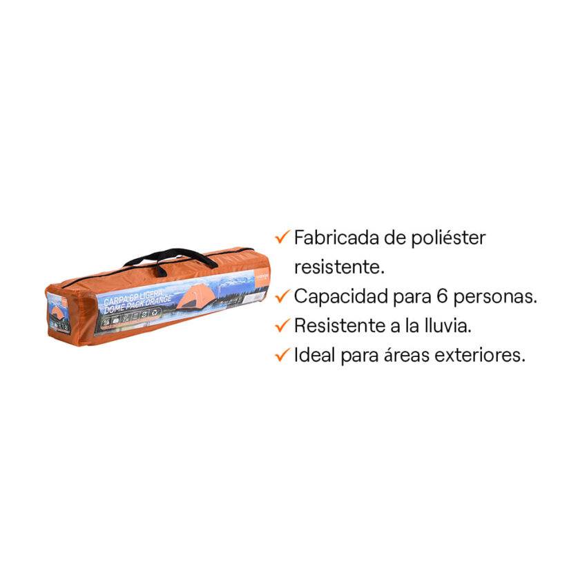 Carpa para 6 personas Ligera Dome Pack Orange - Imagen 7